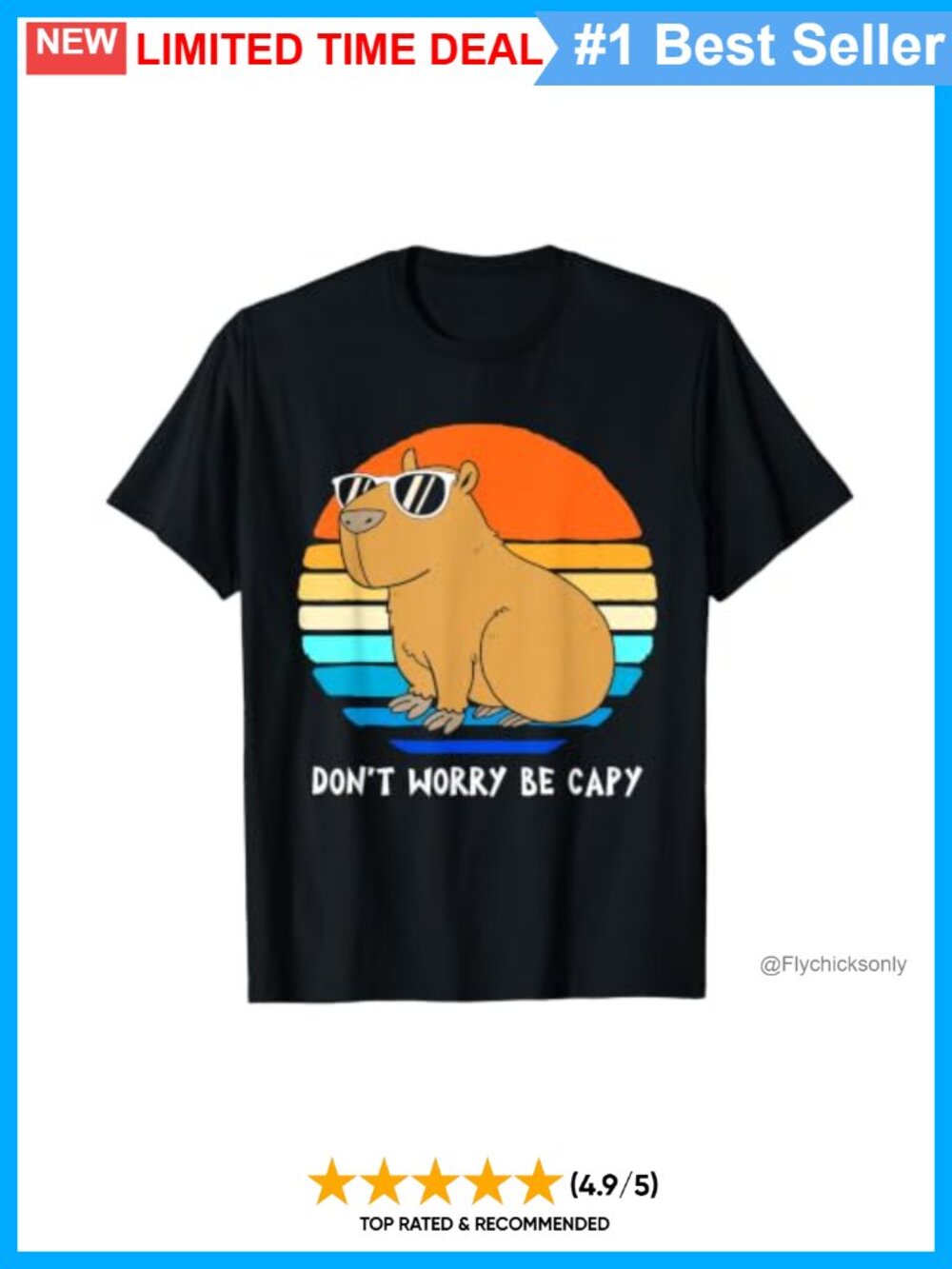 Funny Capybara Graphic Tee Retro Vintage Animal T-Shirt Casual Summer Top
